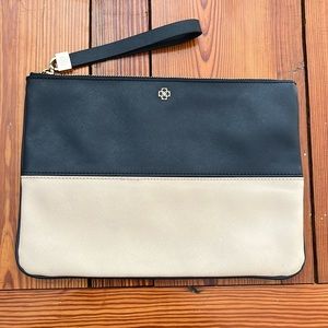Ann Taylor, navy and cream wristlet clutch